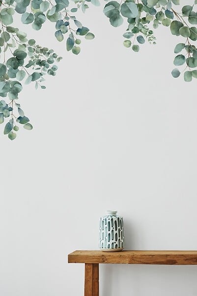 99DECO - Papier peint panoramique - Eucalyptus in rain - Intissé : 150g/m² - 7 lés : 336x270cm - large