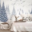 99DECO - Papier peint panoramique - Montagne - Bleu - intissé : 150g/m² - 9 lés : 432x270cm - vignette