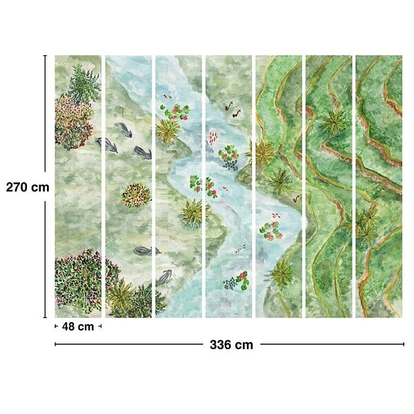 99DECO - Papier peint panoramique - Rivière - Aquarelle - intissé : 150g/m² - 7 lés : 336x270cm - large