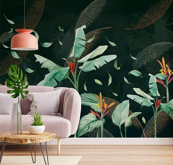 99DECO - Papier peint panoramique - Tropics Dark - Vert - intissé : 150g/m² - 7 lés : 336x270cm - large