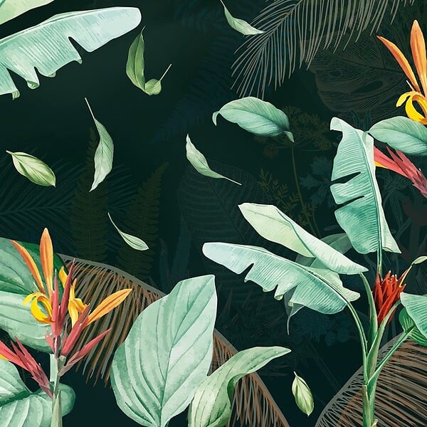 99DECO - Papier peint panoramique - Tropics Dark - Vert - intissé : 150g/m² - 7 lés : 336x270cm - large