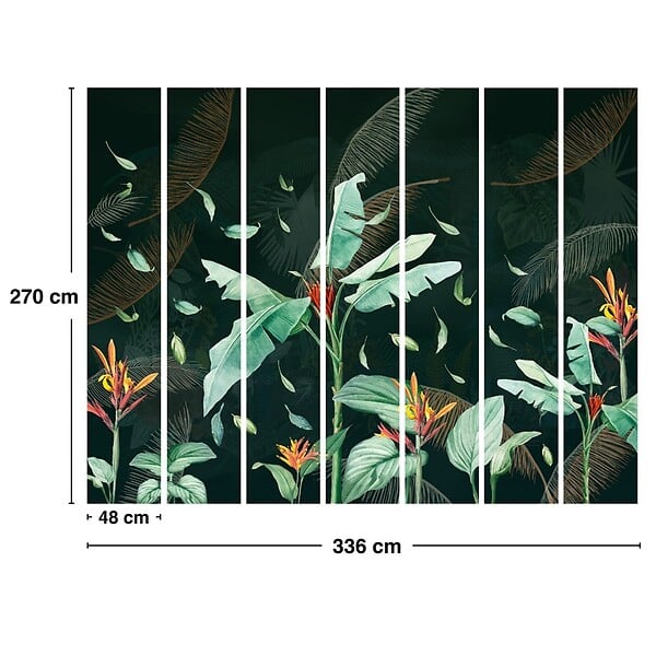 99DECO - Papier peint panoramique - Tropics Dark - Vert - intissé : 150g/m² - 7 lés : 336x270cm - large