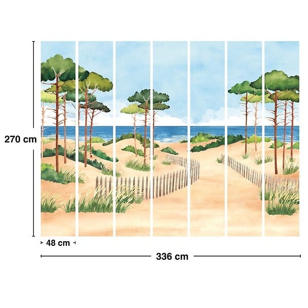 99DECO - Papier peint panoramique - Les Landes - Multicolore - intissé : 150g/m² - 7 lés : 336x270cm - large