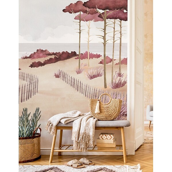 99DECO - Papier peint panoramique - Les Landes - Rouge - intissé : 150g/m² - 7 lés : 336x270cm - large
