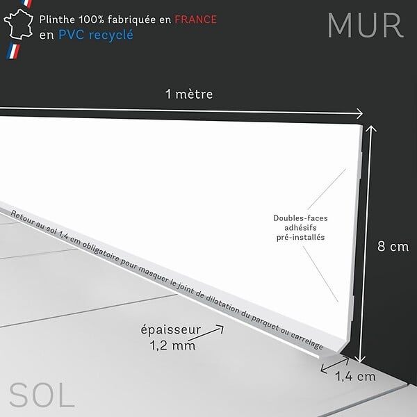 99DECO - Plinthes PVC adhésives décoratives pour sol - Lot de 25 - 200x8 cm (50m) motif floral noir - large