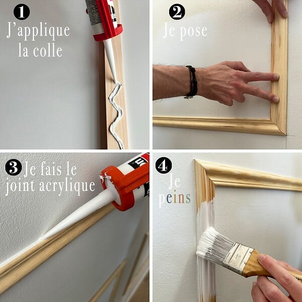 99DECO - Kit de 12 moulures murales en bois Pin des Landes - Prêt à coller et peindre - Ernestine - 2 mètres - large