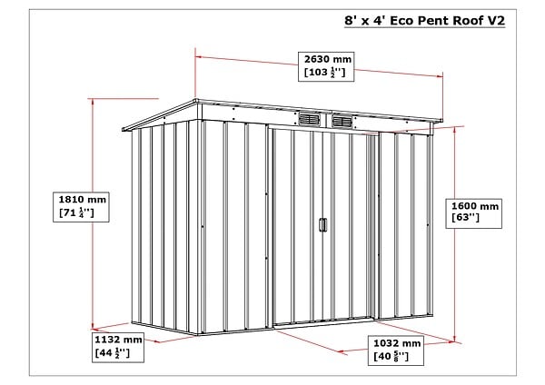DURAMAX - Abri de jardin métal anthracite mono pente Duramax 3,23m² épaisseur 0,33mm - large