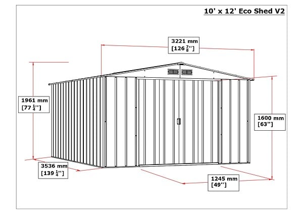 DURAMAX - Abri de jardin métal anthracite Duramax 11,69m² épaisseur 0,33mm - large