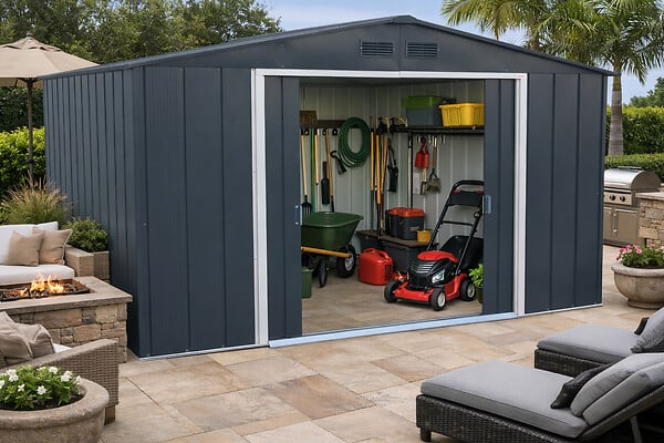 DURAMAX - Abri de jardin métal anthracite Duramax 9,72m² épaisseur 0,33mm - large