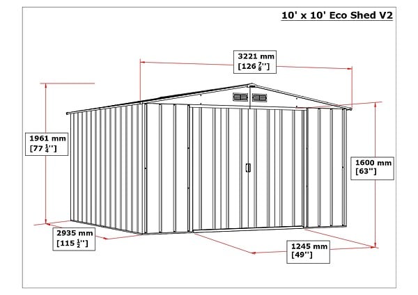 DURAMAX - Abri de jardin métal anthracite Duramax 9,72m² épaisseur 0,33mm - large