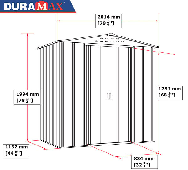 DURAMAX - Abri de jardin métal imitation bois Duramax 2,47m² épaisseur 0,33mm - large
