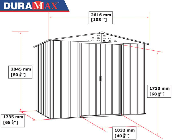 DURAMAX - Abri de jardin métal gris anthracite Duramax 4,75m² épaisseur 0,33mm - large