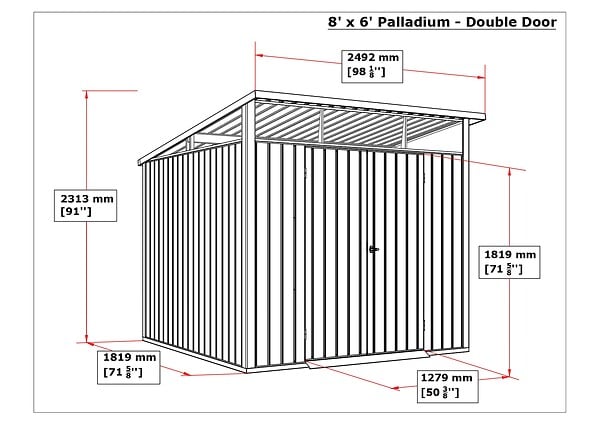 DURAMAX - Abri de jardin métal Modern Duramax 4,45m² double porte 0,50mm anthracite - large