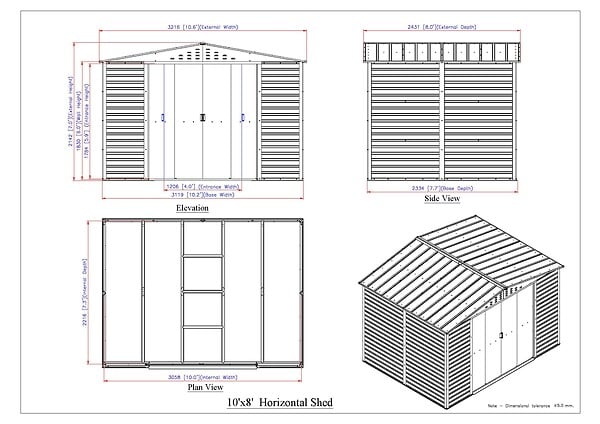 DURAMAX - Abri de jardin métal Alpine anthracite 7,81m² épaisseur 0,33mm - large