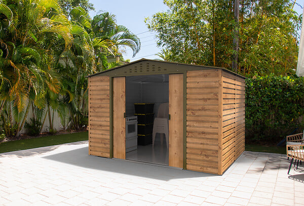 DURAMAX - Abri de jardin métal Alpine bois 7,81m² épaisseur 0,33mm - large