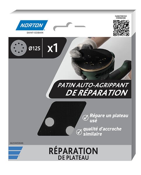 NORTON - Kit de réparation pour ponceuse 125mm - Velcro adhésif - large