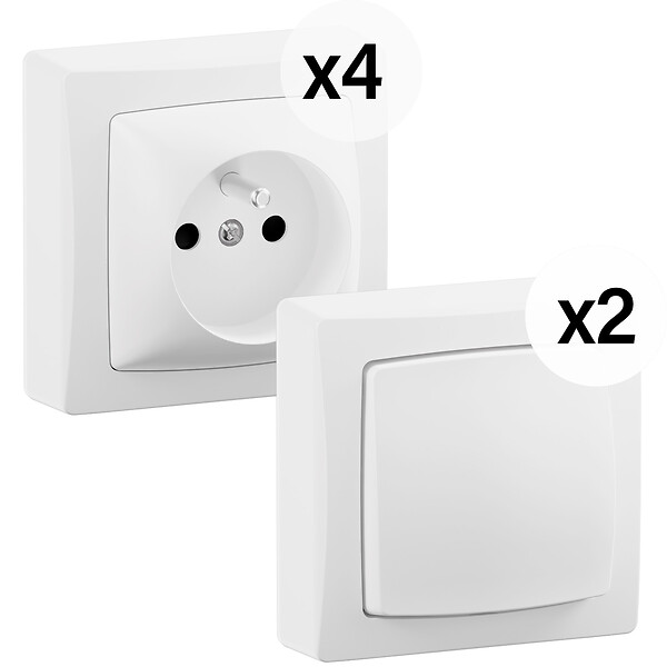 LEGRAND - Lot interrupteurs et prises 2P+T Les Apparents Blanc Saillie - large