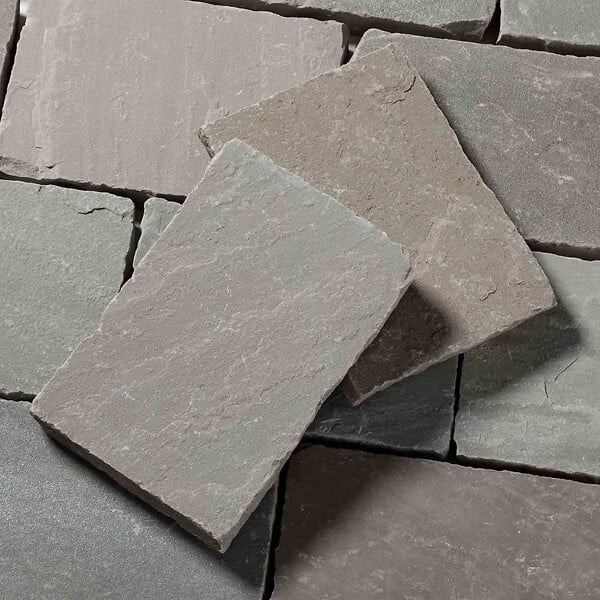 RO'MA NATURE - Pavé Grès Kandla Gris 20x14x2-2,5 cm (vendu au m² - 30 pavés/m²) - large