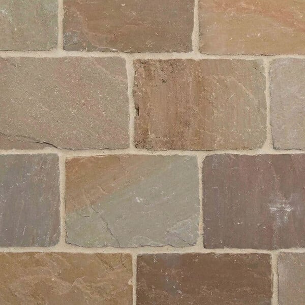 RO'MA NATURE - Pavé Grès Kandla Multicolore 20x14x2-2,5 cm (vendu au m² - 30 pavés/m²) - large