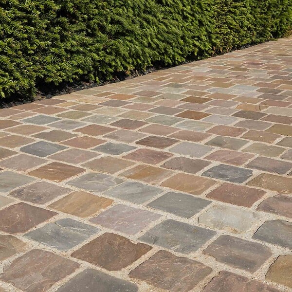 RO'MA NATURE - Pavé Grès Kandla Multicolore 14x14x3-5 cm (vendu au m² - 42 pavés/m²) - large