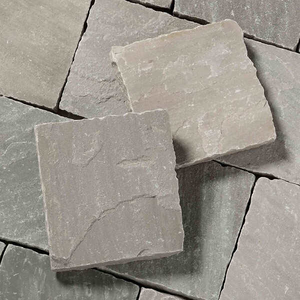 RO'MA NATURE - Pavé Grès Kandla Gris 14x14x2-2,5 cm (vendu au m² - 42 pavés/m²) - large