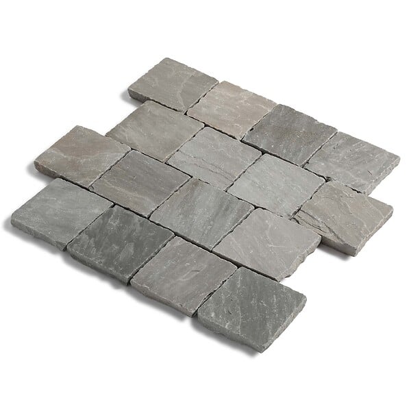 RO'MA NATURE - Pavé Grès Kandla Gris 14x14x2-2,5 cm (vendu au m² - 42 pavés/m²) - large