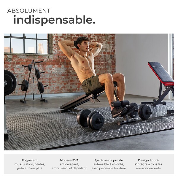 TECTAKE - Ensemble de 24 dalles carrées EVA - Tapis de sol et de sport noir - large