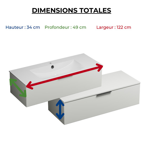 BURGBAD - Meuble salle de bain salle de bain vasque BURGBAD Olena en décalé blanc brillant 120 cm - large