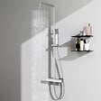 AICA SANITAIRE - AICA Colonne de douche thermostatique chromée, avec douche de tête carrée et douchette  réglable en hauteur, ensemble de douche en acier inoxydable pour douches de plain-pied - vignette