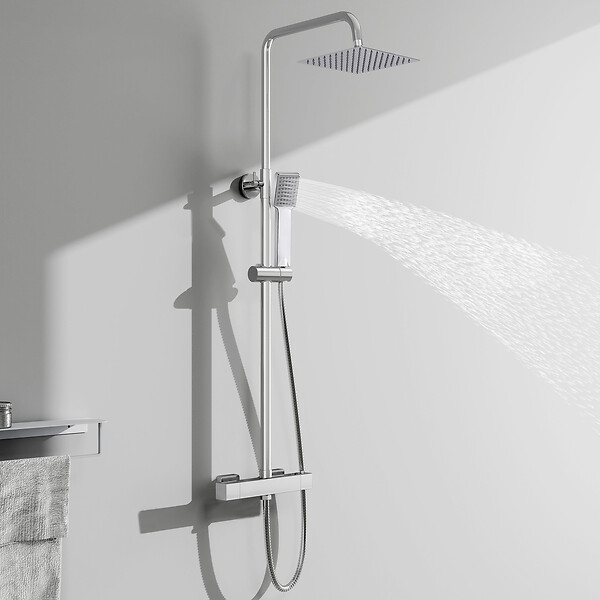 AICA SANITAIRE - AICA colonne de douche thermostatique en laiton, douche de tête carrée 20X20CM, 1 jet - large