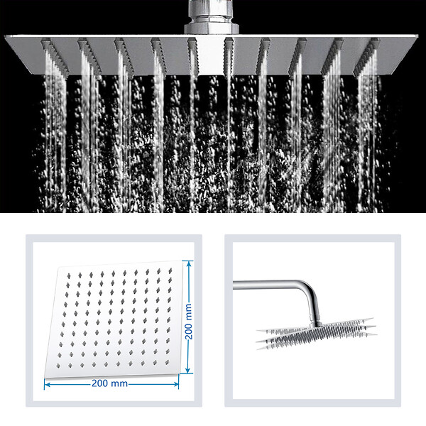 AICA SANITAIRE - AICA colonne de douche thermostatique en laiton, douche de tête carrée 20X20CM, 1 jet - large