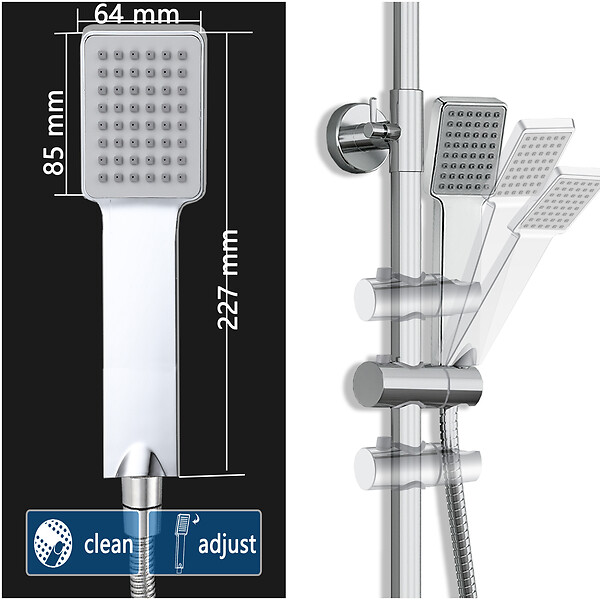 AICA SANITAIRE - AICA colonne de douche thermostatique en laiton, douche de tête carrée 20X20CM, 1 jet - large