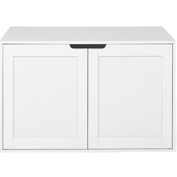 ID MARKET - Maison de toilette chat cache-litière avec doubles portes blanc - large