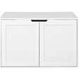 ID MARKET - Maison de toilette chat cache-litière avec doubles portes blanc - vignette