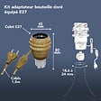 TIBELEC - Kit adaptateur bouteille équipé E27 - Plastique - Or - 60W - vignette