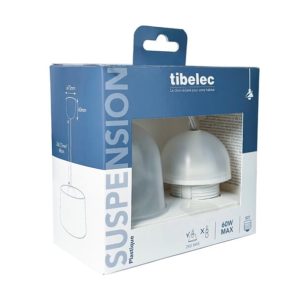 TIBELEC - Monture suspension plafond plastique douille E27 - large