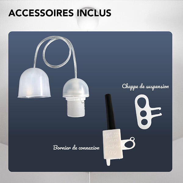 TIBELEC - Monture suspension plafond plastique douille E27 - large