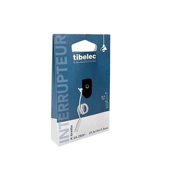 TIBELEC - Interrupteur à tirette - Plastique - Noir - 2A 250V - large