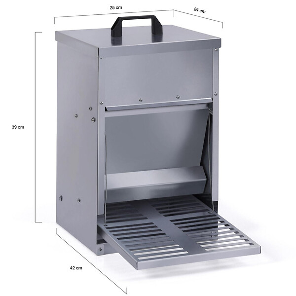 ID MARKET - Mangeoire à pédale pour poules distributeur automatique 5 kg anti-nuisibles - large