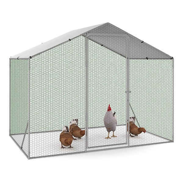 ID MARKET - Enclos poulailler 3 m² parc grillagé 2,20x1,4 M acier galvanisé - large