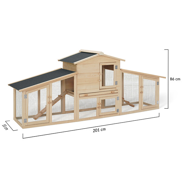ID MARKET - Poulailler VIP avec clapier double XXL en bois - large