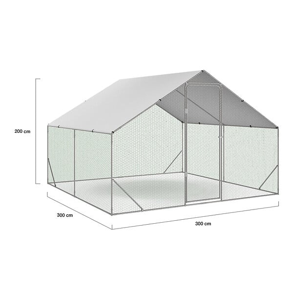 ID MARKET - Enclos poulailler 9 m² parc grillagé 3x3 M acier galvanisé - large