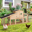ID MARKET - Poulailler clapier en bois XXL avec pondoir enclos et tiroir à déjections 3 poules - vignette