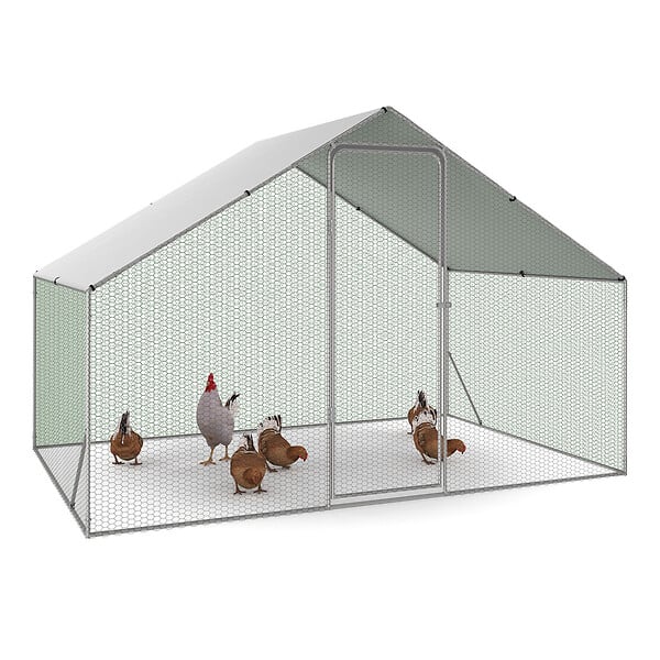 ID MARKET - Enclos poulailler 6 m² parc grillagé 3x2 M acier galvanisé - large