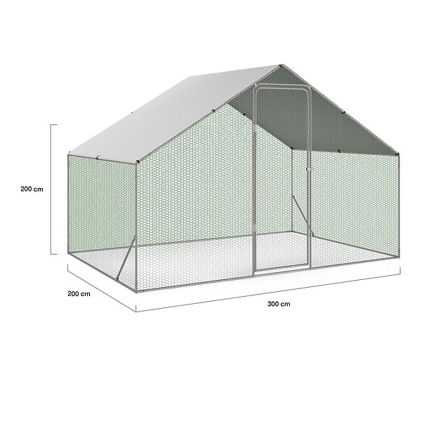 ID MARKET - Enclos poulailler 6 m² parc grillagé 3x2 M acier galvanisé - large