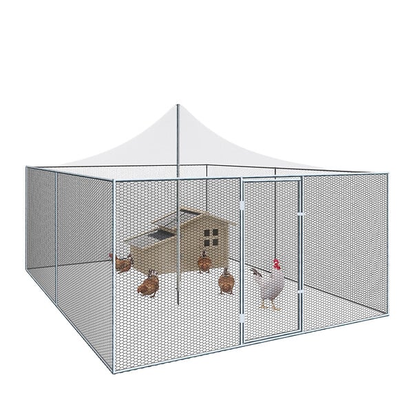 ID MARKET - Volière 12m² parc grillagé 3x4 M enclos poulailler pour animaux de basse cour - large
