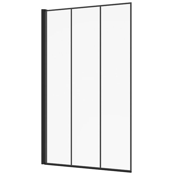 ID MARKET - Pare baignoire 1 volet 80x140 cm sérigraphié effet verrière avec profilé en aluminium noir - large