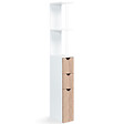 ID MARKET - Meuble WC étagère WILLY bois 3 portes blanc et hêtre - vignette