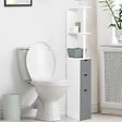 ID MARKET - Meuble WC étagère WILLY bois 3 portes blanc et gris - vignette