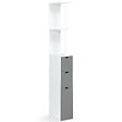 ID MARKET - Meuble WC étagère WILLY bois 3 portes blanc et gris - vignette